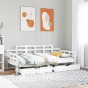 vidaXL Dagbädd med lådor vit 90x190 cm massiv furu