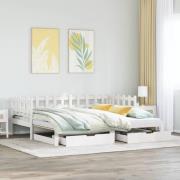 vidaXL Dagbädd utdragbar med lådor utan madrass vit 90x200 cm