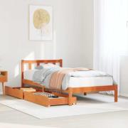 vidaXL Sängram utan madrass vaxad brun 90x190 cm massiv furu
