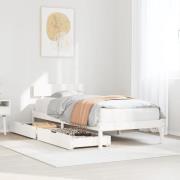 vidaXL Sängram utan madrass vit 75x190 cm massiv furu