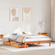 vidaXL Sängram med lådor vaxad brun 120x190 cm massiv furu