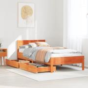vidaXL Sängram utan madrass vaxbrun 75x190 cm massiv furu