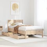 vidaXL Sängram utan madrass 75x190 cm massiv furu