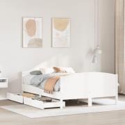vidaXL Sängram utan madrass vit 140x200 cm massiv furu