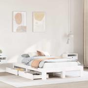 vidaXL Sängram utan madrass vit 135x190 cm massiv furu