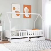 vidaXL Sängram för barnsäng m. lådor 90x200 cm massiv furu