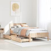vidaXL Sängram utan madrass 100x200 cm massiv furu