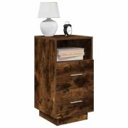 vidaXL Sängbord 2 st med 2 lådor rökfärgad ek 36x36x68 cm