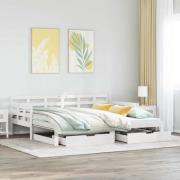 vidaXL Dagbädd utdragbar med lådor utan madrass vit 90x200 cm