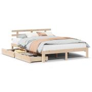 vidaXL Sängram med lådor 120x200 cm massiv furu