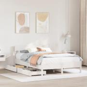 vidaXL Sängram utan madrass vit 135x190 cm massiv furu