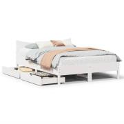 vidaXL Sängram med lådor vit 120x190 cm massiv furu