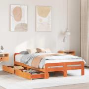 vidaXL Sängram utan madrass vaxbrun 120x190 cm massiv furu