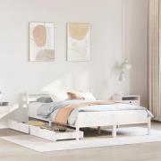 vidaXL Sängram utan madrass vit 120x200 cm massiv furu