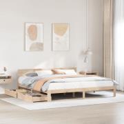 vidaXL Sängram med lådor 180x200 cm massiv furu
