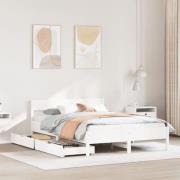 vidaXL Sängram utan madrass vit 120x200 cm massiv furu