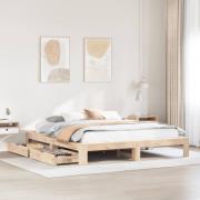 vidaXL Sängram utan madrass 200x200 cm massiv furu