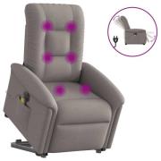 vidaXL Elektrisk massagefåtölj med uppresningshjälp taupe tyg