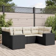 vidaXL Loungegrupp med dynor 6 delar svart konstrotting