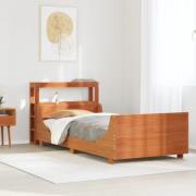 vidaXL Sängram utan madrass vaxbrun 100x200 cm massiv furu