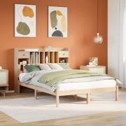 vidaXL Säng med bokhylla utan madrass 140x190cm massiv furu