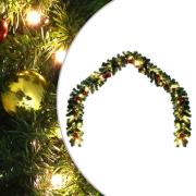 vidaXL Julkrans dekorerad med julkulor och LED-lampor 10 m