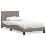 vidaXL Säng med madrass taupe 100x200 cm tyg