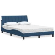 vidaXL Bed with Mattress "Hanko" Blue 120x200 cm Fabric