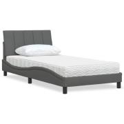 vidaXL Säng med madrass mörkgrå 100x200 cm tyg