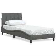 vidaXL Bed with Mattress "Hanko" Dark Grey 90x200 cm Fabric