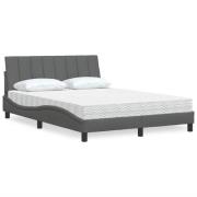 vidaXL Bed with Mattress "Hanko" Dark Grey 140x190 cm Fabric