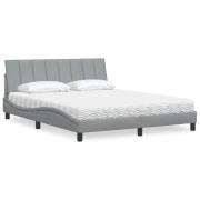 vidaXL Säng med madrass ljusgrå 160x200 cm tyg