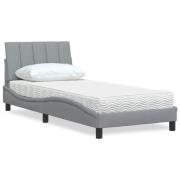 vidaXL Bed with Mattress "Hanko" Light Grey 90x200 cm Fabric