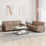 vidaXL Soffgrupp 2 delar cappuccino konstläder
