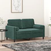 vidaXL 2-sitssoffa med prydnadskuddar mörkgrön 120 cm sammet