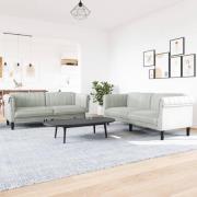 vidaXL Soffgrupp 2 delar ljusgrå sammet