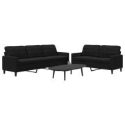 vidaXL Soffgrupp med dynor 2 delar svart sammet