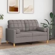vidaXL 2-sits soffa med prydnadskuddar taupe 120 cm tyg