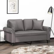 vidaXL 2-sits soffa med prydnadskuddar grå 120 cm konstläder