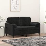 vidaXL 2-sitssoffa med prydnadskuddar svart 120 cm sammet