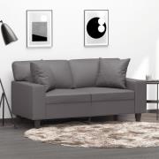 vidaXL 2-sits soffa med prydnadskuddar grå 120 cm konstläder