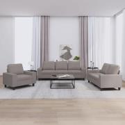 vidaXL Soffgrupp 3 delar taupe tyg