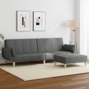 vidaXL Bäddsoffa 2-sits med fotpall mörkgrå tyg