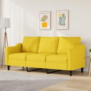 vidaXL 3-sitssoffa ljusgul 180 cm tyg