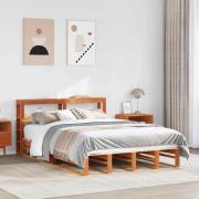 vidaXL Sängram utan madrass vaxbrun 140x200 cm massiv furu