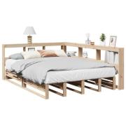 vidaXL Säng med bokhylla utan madrass 140x200cm massiv furu