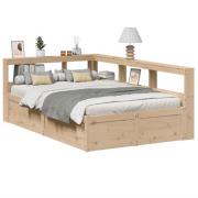 vidaXL Säng med bokhylla utan madrass 120x190 cm massiv furu