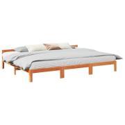vidaXL Sängram familje utan madrass vaxbrun 270x200cm massivt trä furu