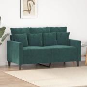 vidaXL Soffa 2-sits mörkgrön 120 cm sammet