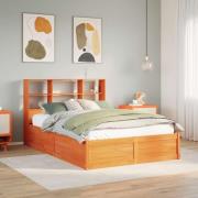 vidaXL Sängram utan madrass vaxbrun 160x200 cm massiv furu